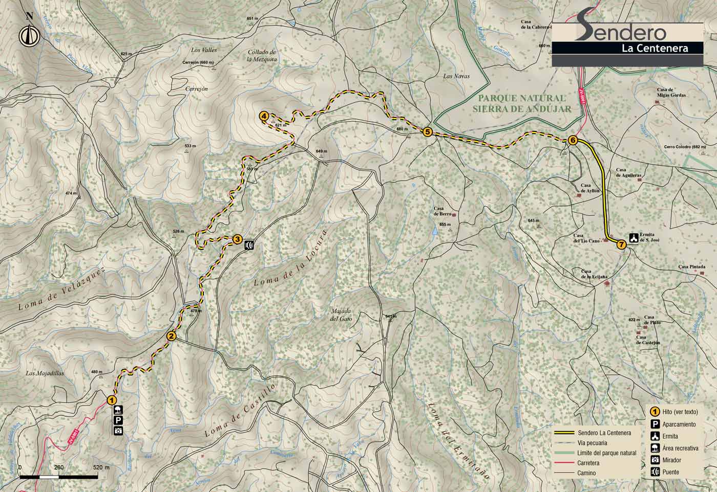mapa-sendero-La-Centenera-Sierra-de-Andujar