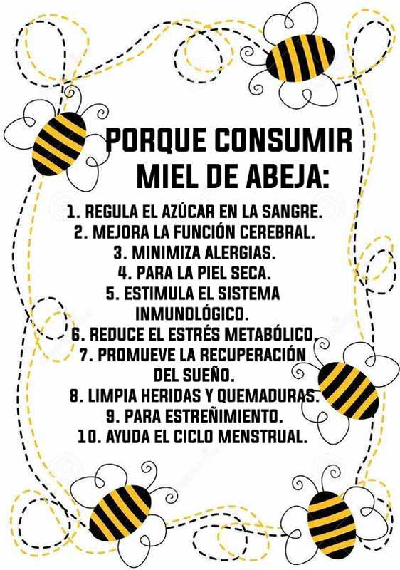 Listado beneficios de la miel